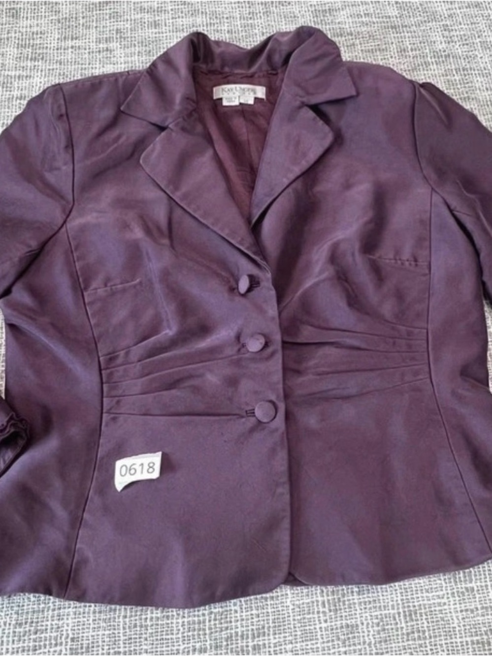 Kay Unger Plum Three-Button Tailored Blazer